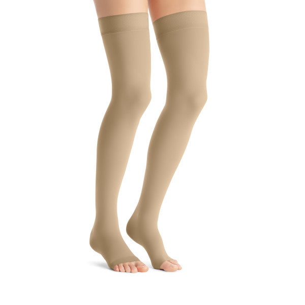 Womens Open Toe Compression Stockings 30-40mmHg for Edema, DVT - Black,  Medium 