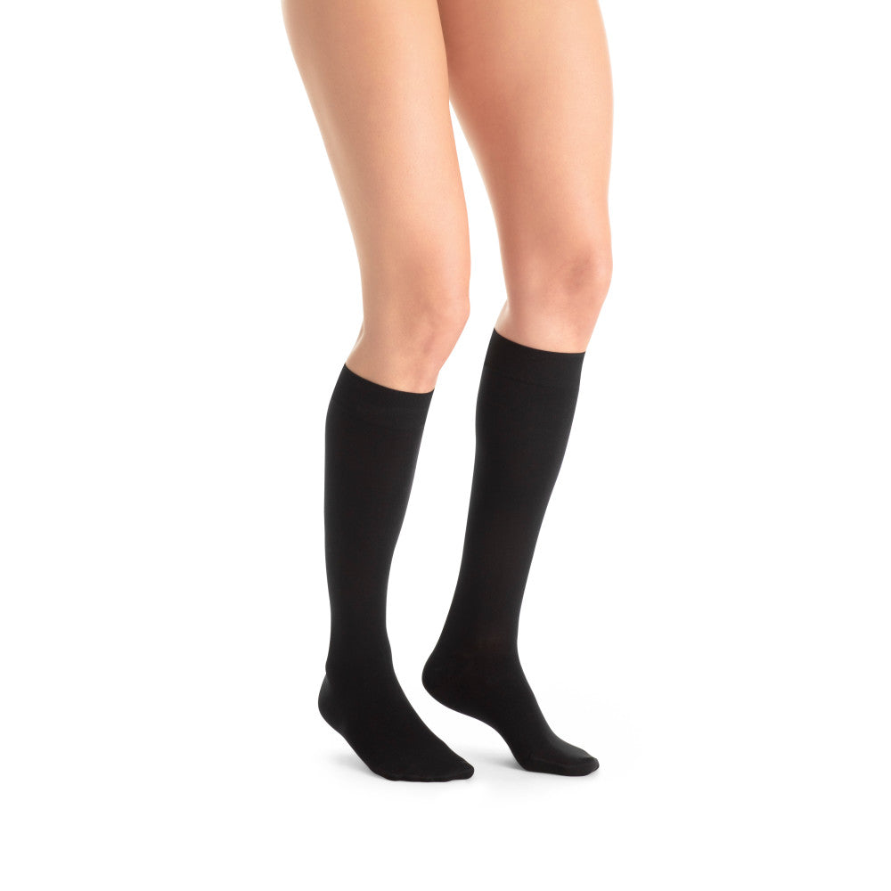 JOBST Relief 20-30 mmHg Compression Socks, Thigh High with Silicone Band,  Black, Small