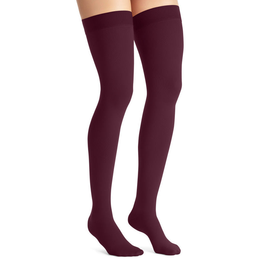 JOBST Opaque Women s Thigh High 15 20 mmHg w Silicone Dotted Top Band Small Standard Cranberry