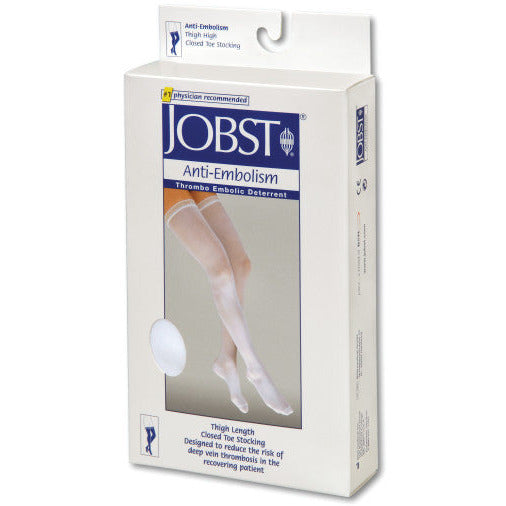 Jobst Anti-Embolism 16-18 mmHg Open Toe Knee High Stockings, White