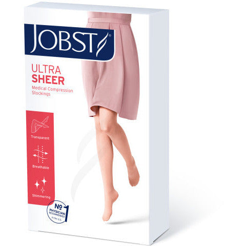  JOBST UltraSheer Thigh High with Lace Silicone Top Band, 15-20  mmHg Compression Stockings, Closed Toe, Medium, Anthracite : Health &  Household